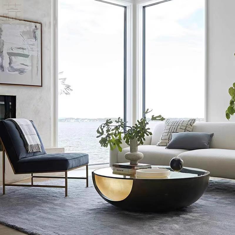 现代简约圆形透明茶几小户型个性时尚客厅碗状玻璃台面网红小桌子