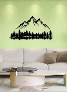 大型金属山脉森林剪影墙艺简约抽象装饰挂件家庭客厅卧室墙壁装饰