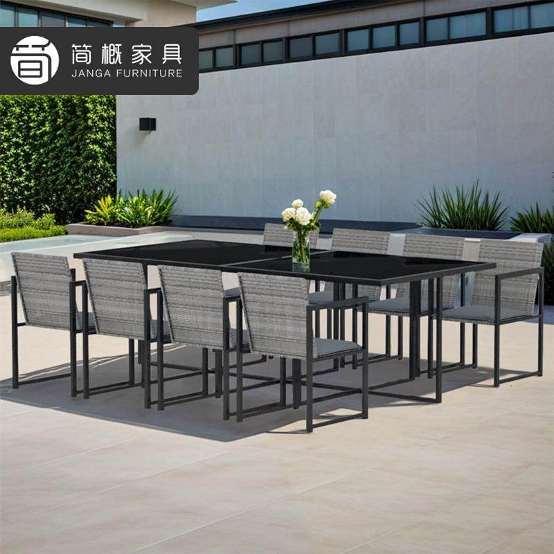 休闲别墅花园庭院桌椅户外防水防晒餐桌藤椅室外酒店民宿露台桌椅