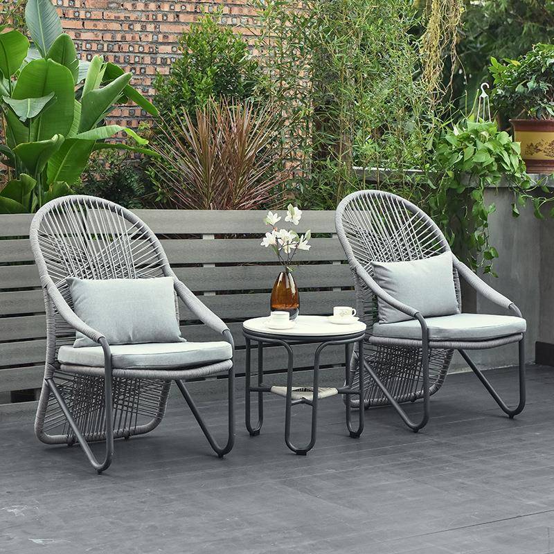 阳台户外桌椅藤椅庭院组合露天售楼部酒店花园藤编桌椅防晒防雨