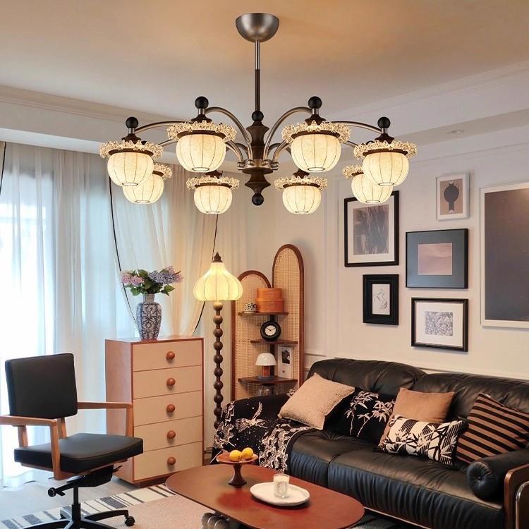 宋代美学全屋灯具套餐法式中古复古风客厅餐厅吊灯新中式大厅主灯