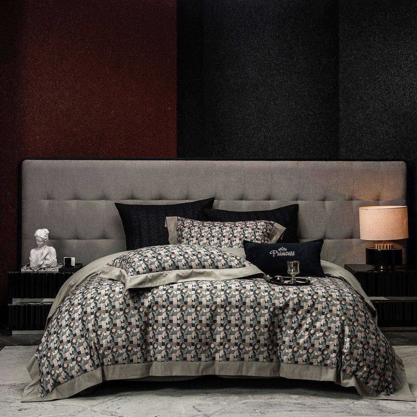 秋冬新款高端100支全棉磨毛四件套轻奢风纯棉床单被套床上用品