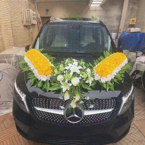 磁吸款仿真车头花菊花款大车花殡仪车追悼车花厂家殡葬用品