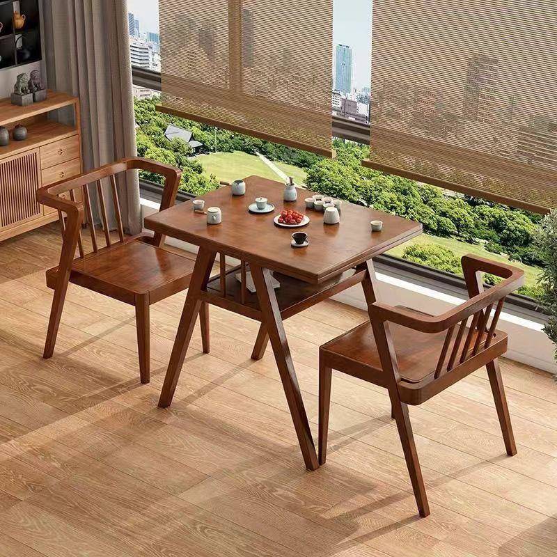 全实木阳台茶桌椅三件套创意一桌二椅休闲客厅喝茶桌椅组合小户型