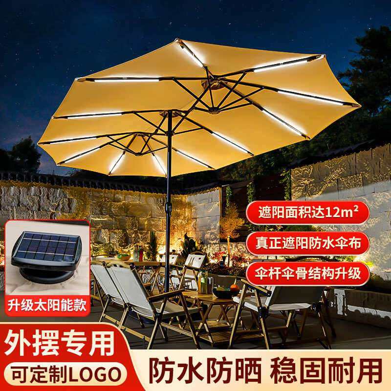 户外庭院别墅花园露台遮阳伞天幕咖啡厅商用露营太阳伞三头中柱伞,电子元器件市场,其它元器件,淘宝优惠券,粉丝福利购,淘宝优惠卷
