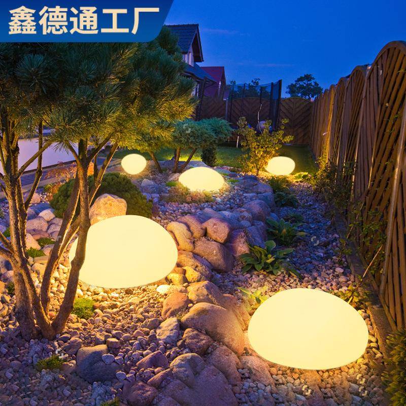 鹅卵石灯别墅亮化太阳能灯草坪灯酒店露营商业美陈led装饰灯超亮