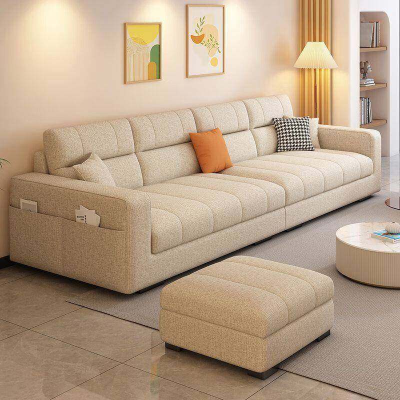 新款热销布艺沙发现代简约客厅大小户型家用直排乳胶整装沙发组合