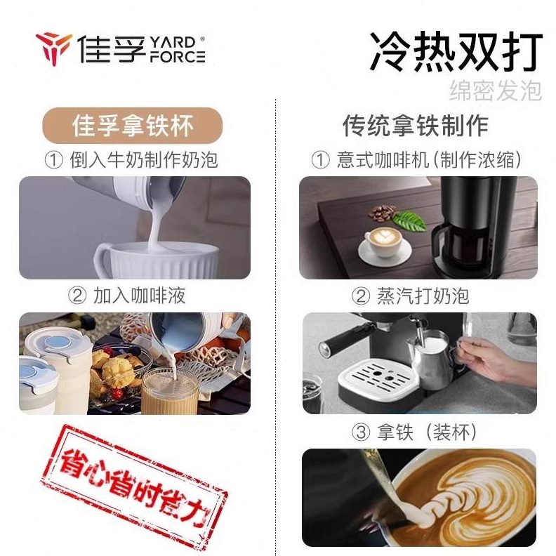 佳孚便携奶泡机全自动杯拉花烧水咖啡铁专用拿电动办公打奶器家用