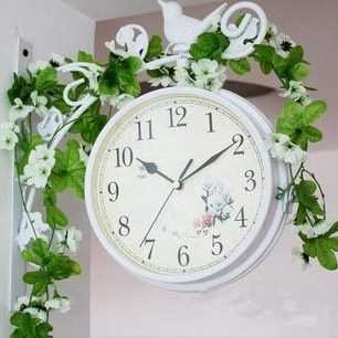 美式钟钟表时钟铁艺客厅双面挂钟欧式吊静音现代简约大两创意钟面