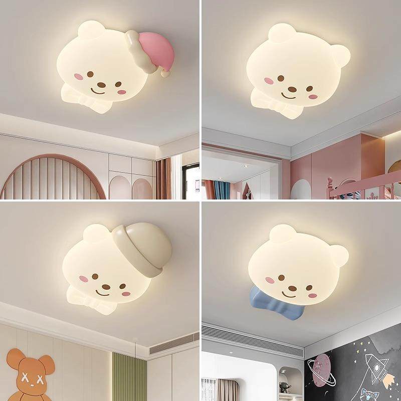 全光谱极简小白熊卧室吸顶灯护眼儿童房间灯男孩女孩现代简约灯具