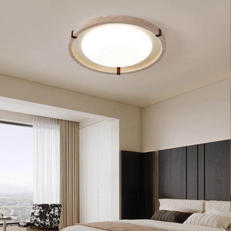 简约主卧室房间吸顶灯黄洞石复古诧寂风全光谱护眼led书房儿童灯