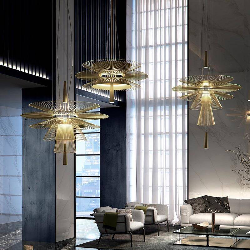 楼梯间餐厅磨砂后简约别墅设计师酒店创意灯茶室客厅新款吊灯现代