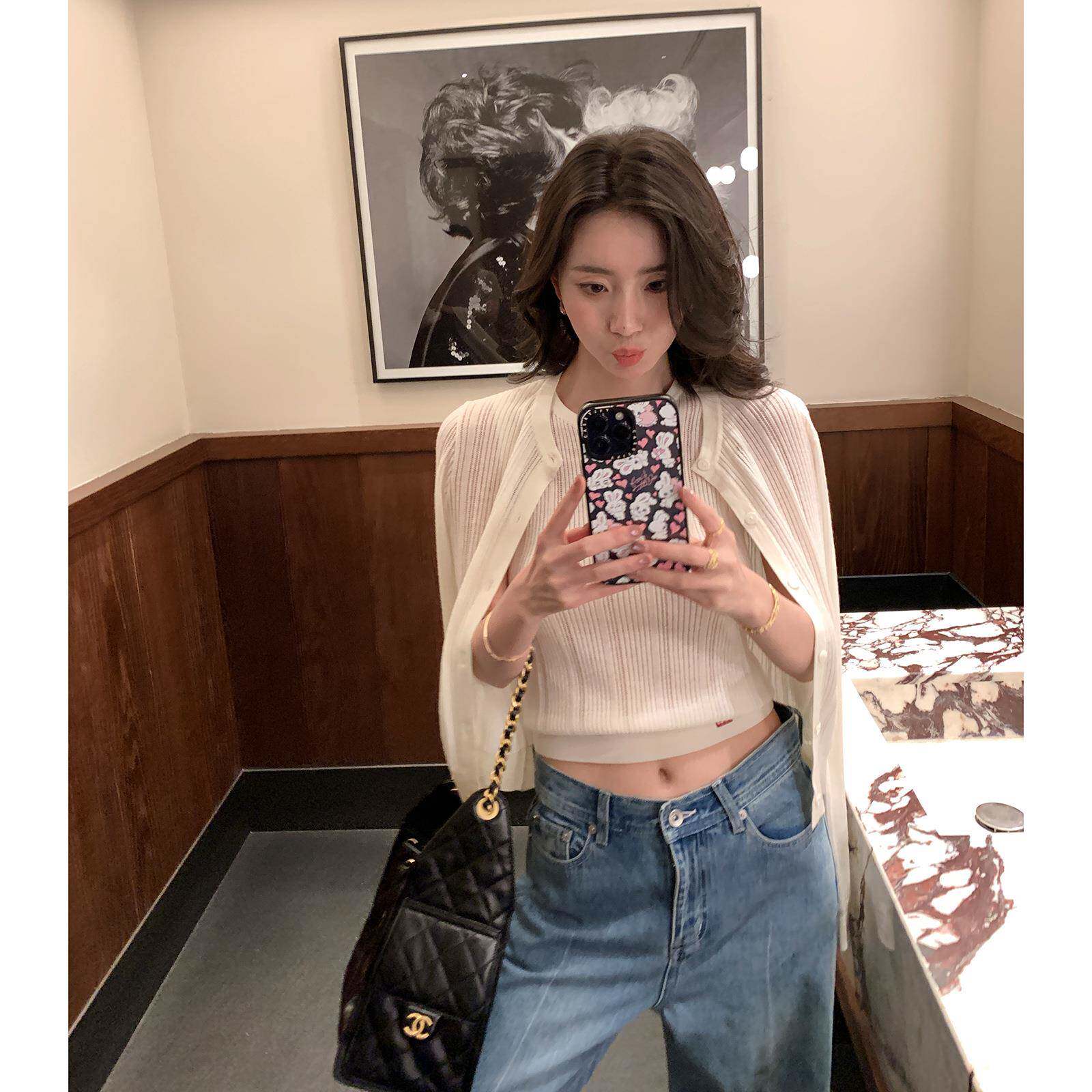 瀚源服饰/2026桑蚕丝针织套装女夏季薄款开衫外套吊带背心两件