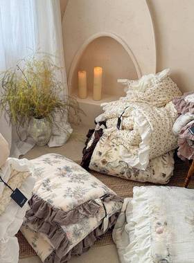 CELING法式全棉A类皱皱纱花边春秋被冬被保暖加厚可水洗双人被芯