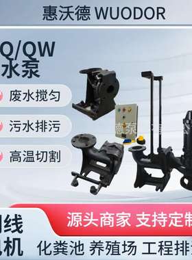 单级泵工业排污水泵65WQ20-10-1.5污水污物电动潜水泵液位控制箱