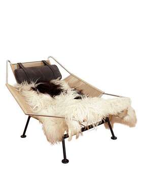 轻奢Flag Halyard设计师单人休闲椅中古旗绳躺椅创意手工编织坐椅