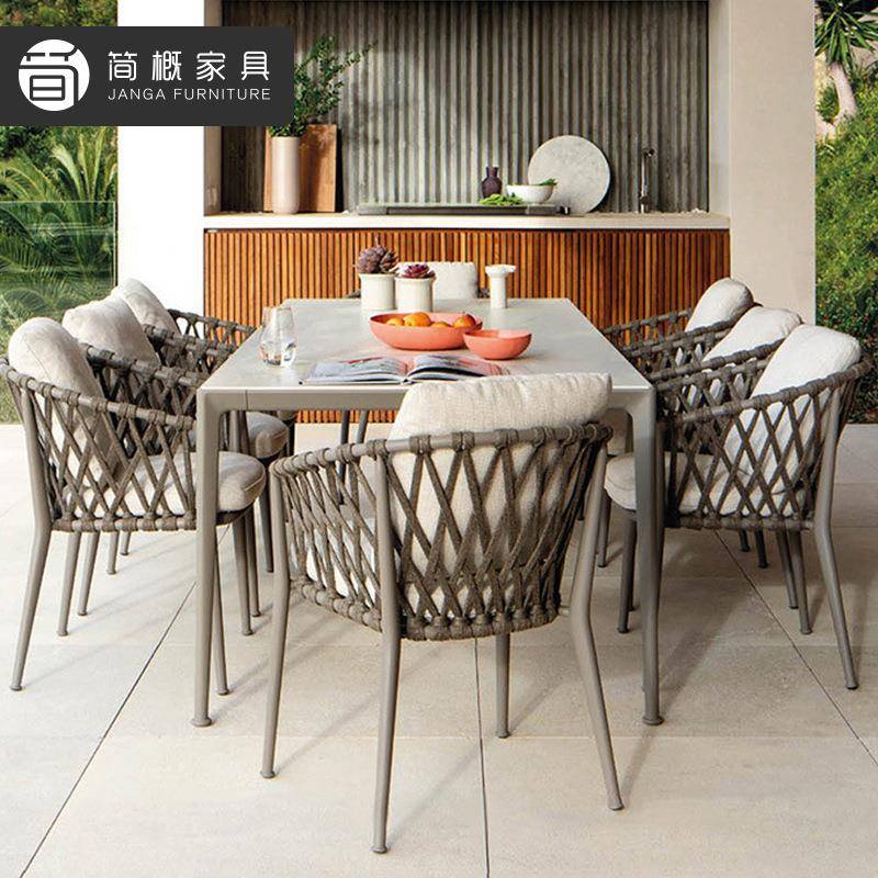 户外桌椅露天庭院花园休闲餐桌椅酒店餐厅外摆防水防晒藤椅组合