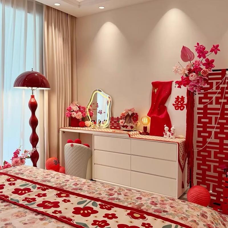 梳妆台斗柜一体结婚用简约现代化妆台2025新款化妆桌子婚房布置