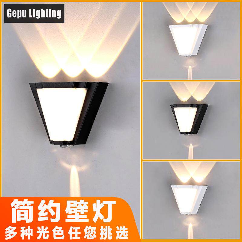 led壁灯户外防水极简门口阳台露台庭院外墙灯新中式角度铝材灯具