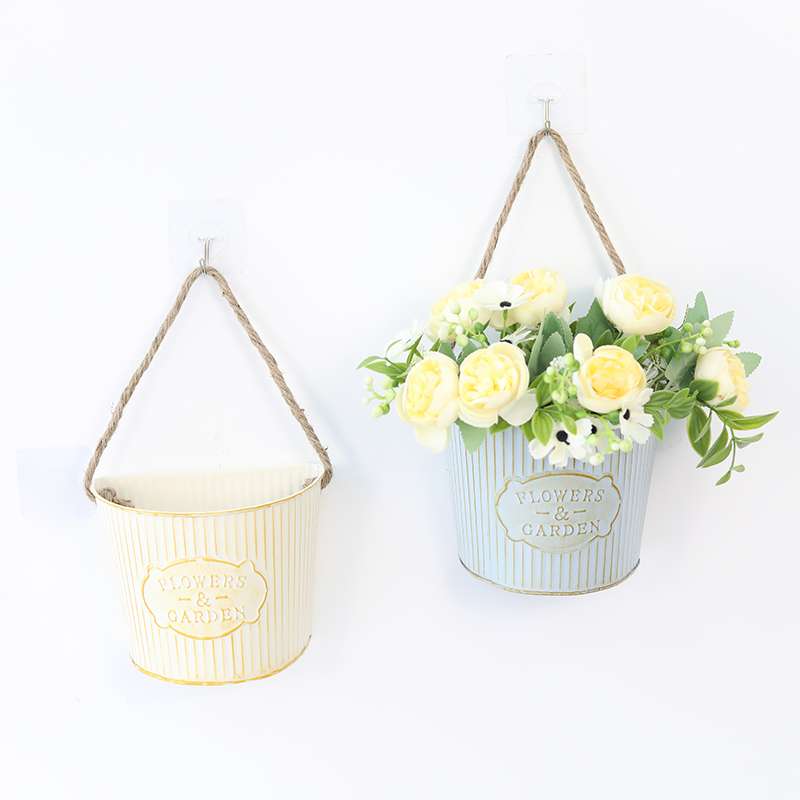 复古阳台半圆形铁艺壁挂花盆墙面墙壁挂式花篮装饰花器悬挂插花盆