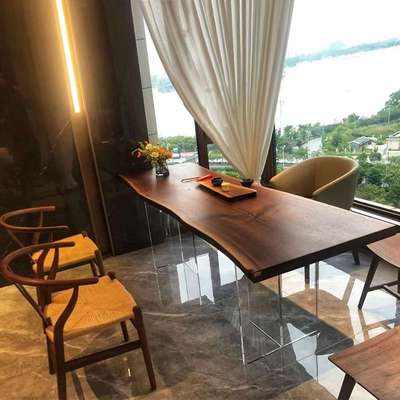 亚克力餐桌长方形家用书桌悬浮办公桌现代民宿不规则大板会议桌子