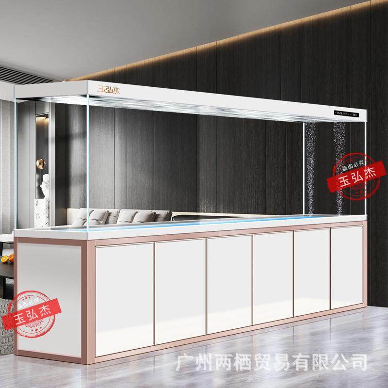 无管件鱼缸底过滤超白玻璃生态水族箱客厅家用落地中大型屏风隔断