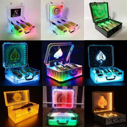 KTV发光冰封酒箱科技酒具酒座七彩冰封亚克力杯箱三支装酒盒酒吧