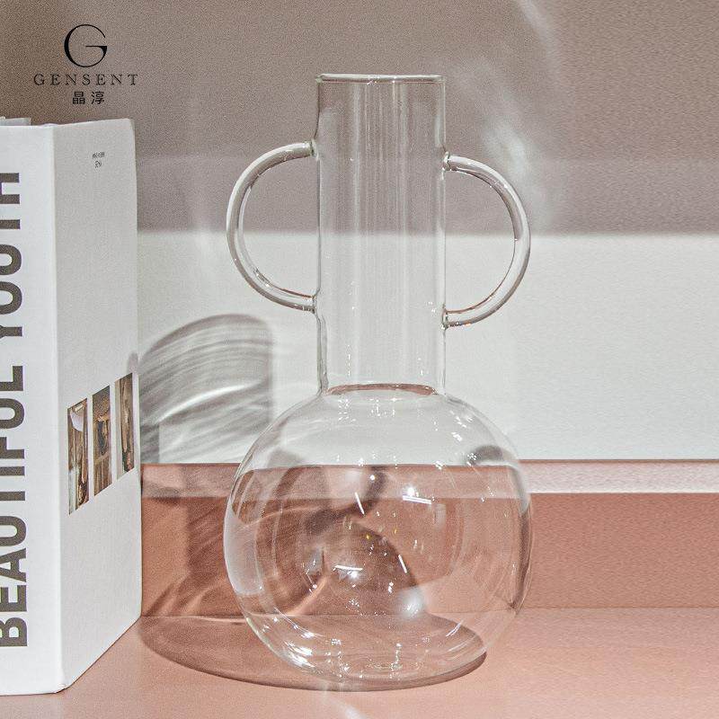 晶淳 高硼硅玻璃水壶 叉腰双把手家用冷水壶 透明高颜值装饰软装