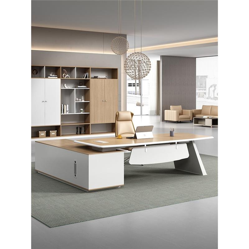 老板办公桌简约现代高档轻奢大气大班台总裁桌经理办公桌子椅组合