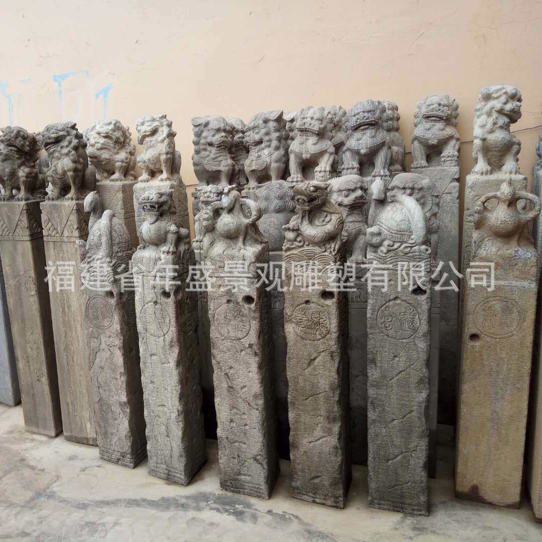 仿古石雕十二生肖拴马桩 古建装饰老物件 福建惠安雕刻厂家
