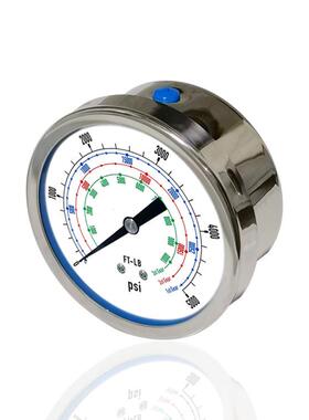 供应全钢压力表充油耐震不锈钢轴向带边横装YNBF100ZT