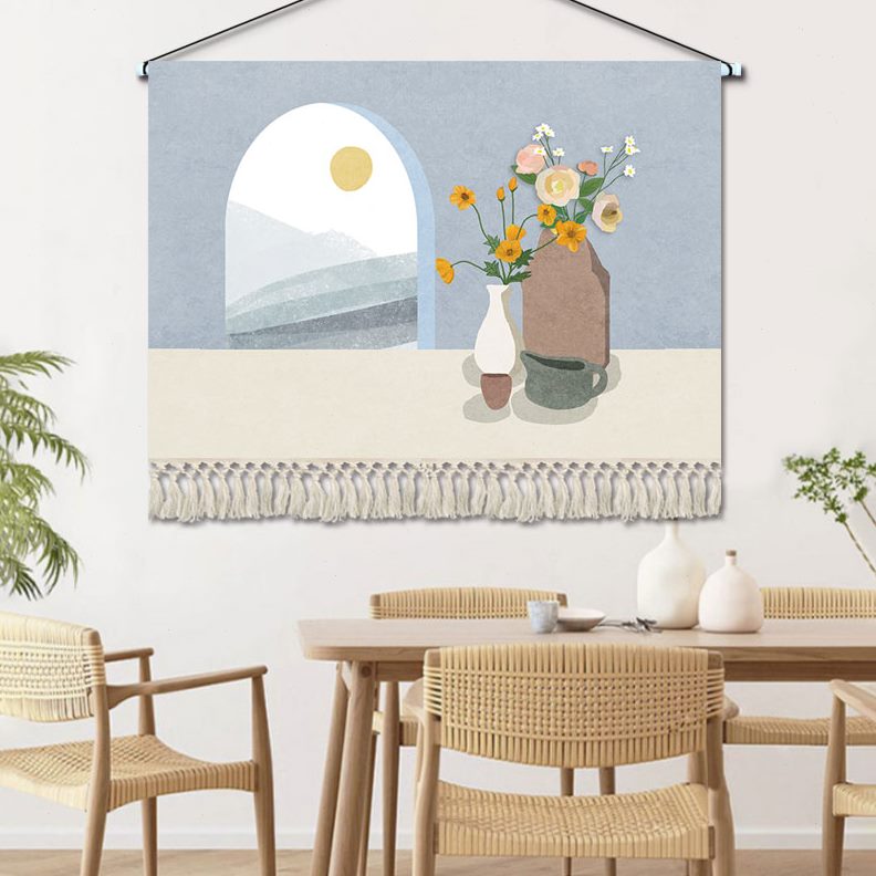 布艺卧室客厅北欧ins挂布花卉布画挂画装饰画简约床头背景墙挂毯图片