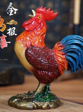 黄铜公鸡摆件福鸡生肖鸡铜鸡铜福字鸡家居工艺品礼品摆件