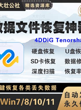 电脑数据恢复神器误删数据无法播放影片图片修复支持硬碟U盘SD卡