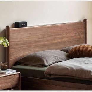 实木箱体床储物床黑胡桃木气压高箱床北欧主卧双人收纳床