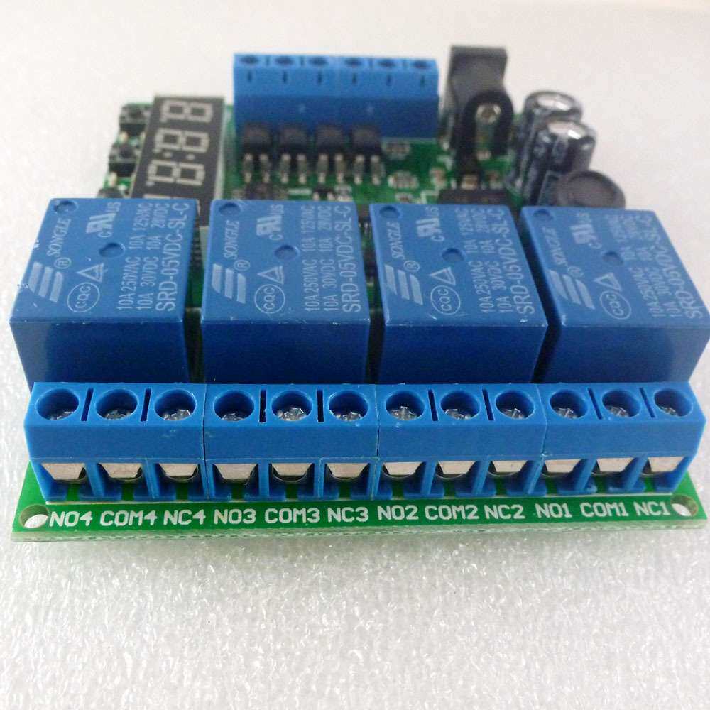 DC 5V 9V 12V 24V 4路通道数码管多功能延时LED时间定时继电器