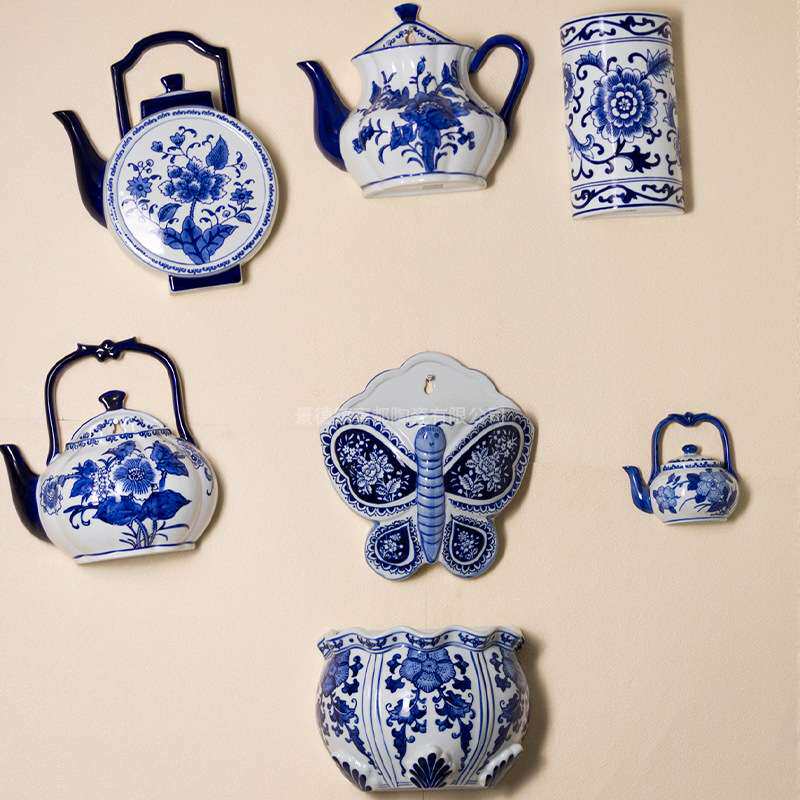 青花瓷壁挂水培花瓶家居挂墙客厅餐厅创意插花挂墙绿植小花盆壁瓶
