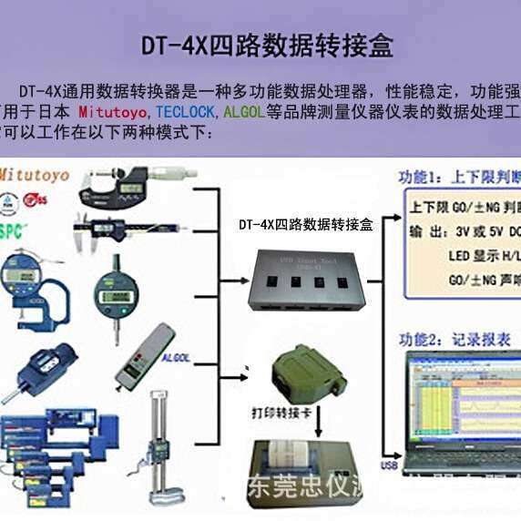 卡尺千分表百分表量具数据转换盒DT-4X 采集器三丰仪器数据采集器