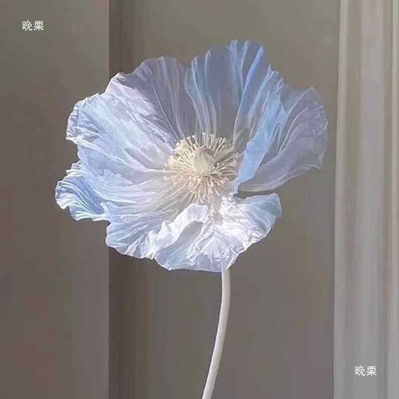 欧根纱网红真丝花丝网花橱窗装饰摆件商场蓝色手工纸花丝网花布置
