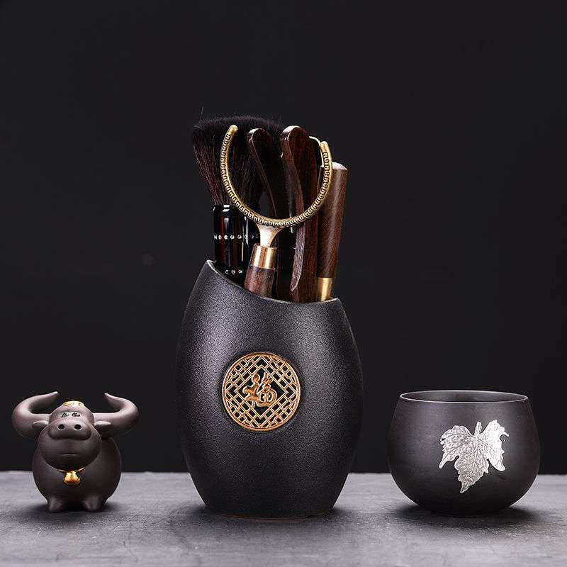 隐茶缘陶瓷茶道六君子茶具配件茶夹茶杯茶笔茶宠功