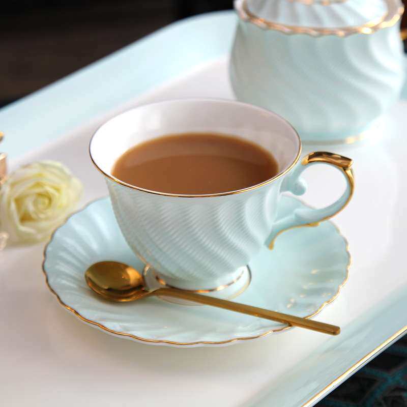 轻奢简约陶瓷咖啡杯碟套装欧式小奢华骨瓷花茶杯勺红茶下午茶杯具