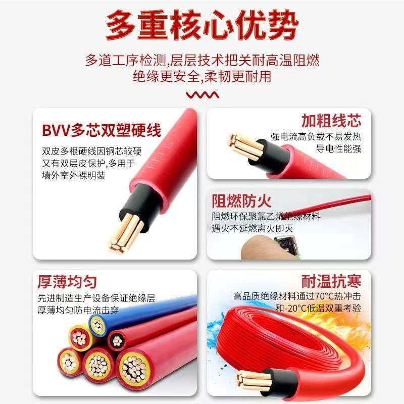 广州珠江电缆ZC-BVV10/16/25/35平方花城牌国标阻燃双塑铜芯电线