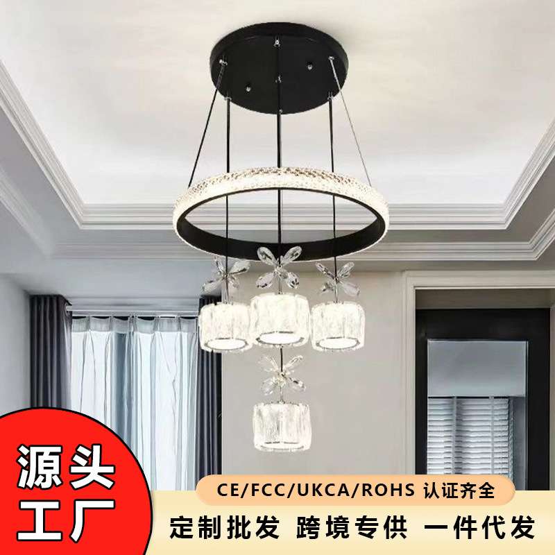 新款餐厅吊灯轻奢简约四头水晶灯创意个性吧台餐吊灯具卧室主灯