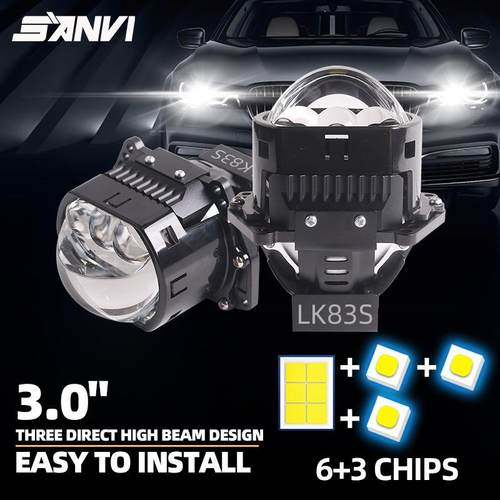 高亮SANVI LK83S 3寸矩阵80瓦6000K三直射高亮LED双光透镜大灯