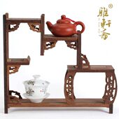 实木多宝阁博古架木紫砂茶壶红木置物架摆件展示架架子 鸡翅中式
