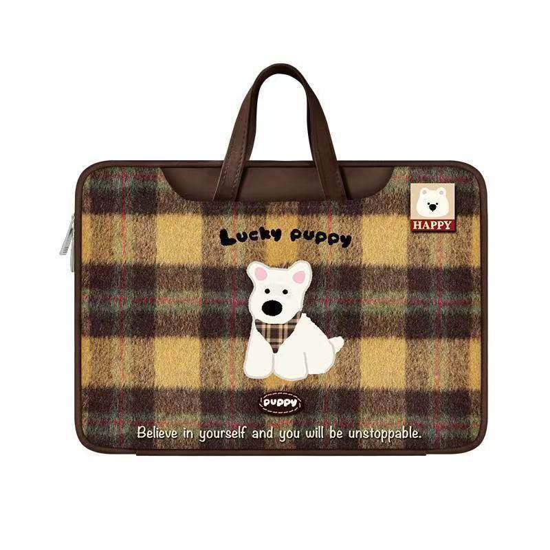 卡通小狗原创卡通插画笔记本电脑包手提单肩两用适用苹果/华为/小,箱包皮具/热销女包/男包,手提箱,淘宝优惠券,粉丝福利购,淘宝优惠卷