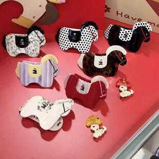 Tagi头绳新款小马Magi可爱创意醋酸镶钻弧形马年发抓发饰卡通发夹