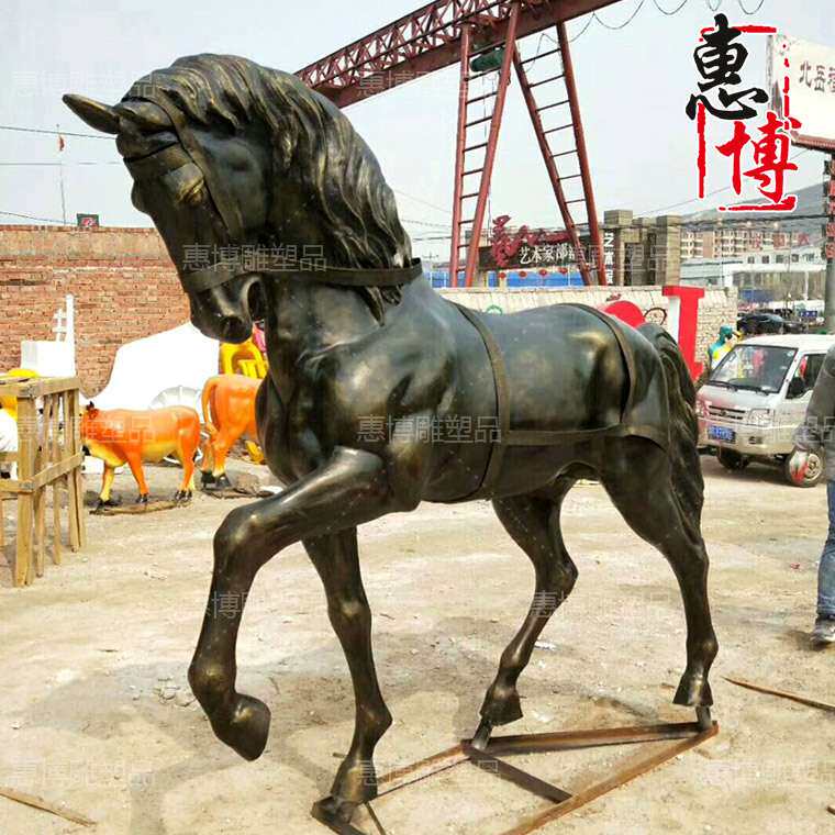 马雕塑玻璃钢雕塑马动物模型广场户外几何马仿铜景观摆件美陈