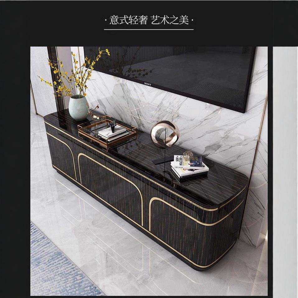 轻奢电视柜茶几组合后现代简约客厅高亮光钢琴烤漆意式电视柜地柜