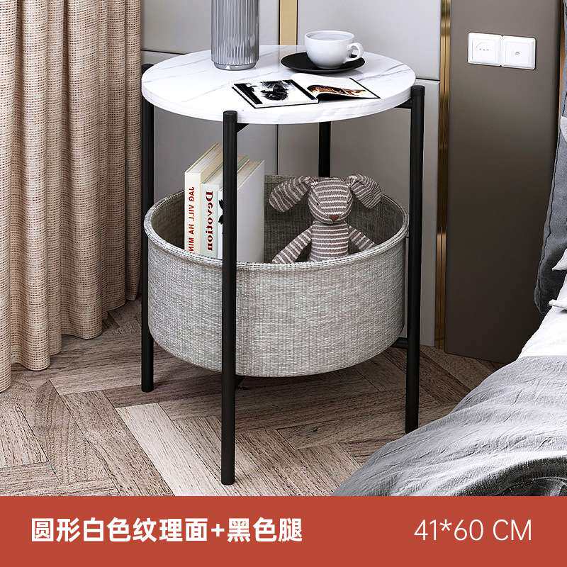 北欧迷你床头桌简约后现代客厅沙发小茶几轻奢大理石边几圆形角几
